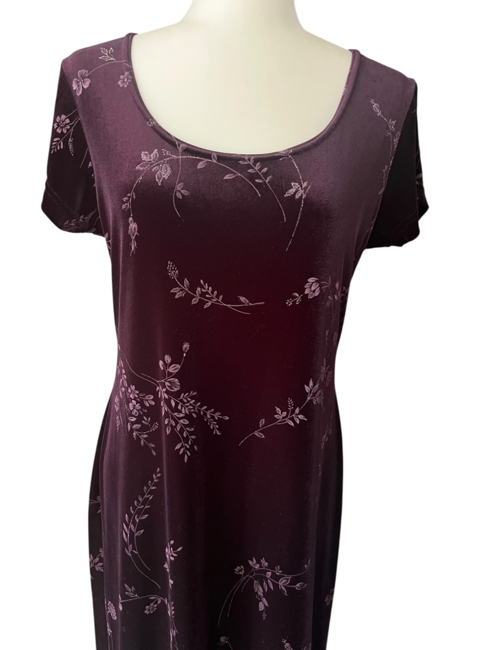 Vintage Dark Purple Velvet Maxi Dress Whimsigoth - Picture 2 of 4